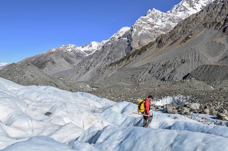 Mit dem Helikopter ging es auf den Tasman-Gletscher.