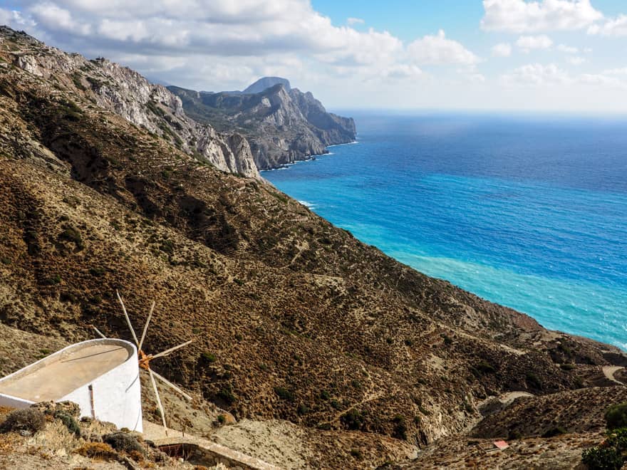 Windmühlen sind das Wahrzeichen von Karpathos. Früher hatte jede Familie ihre eigene Getreidemühle.