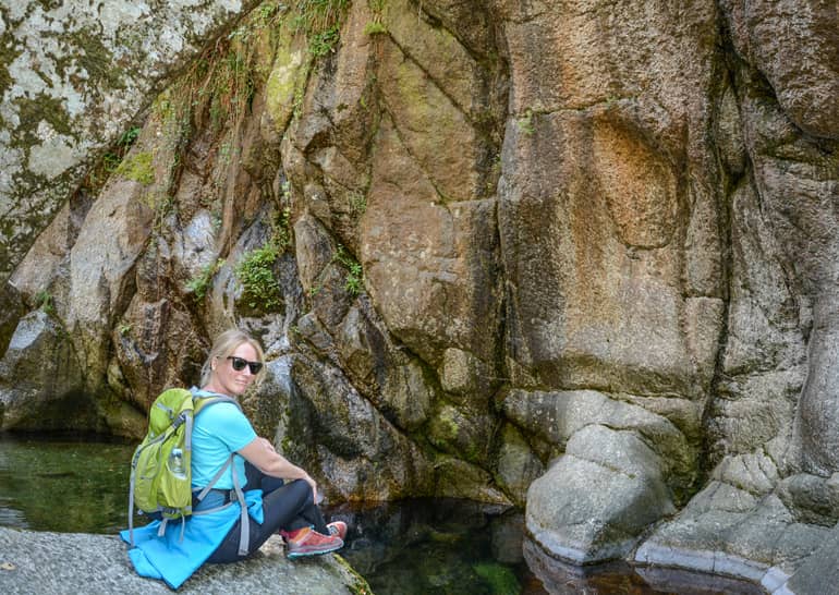 Kurzer Stopp am Quedas da Caniça Wasserfall.