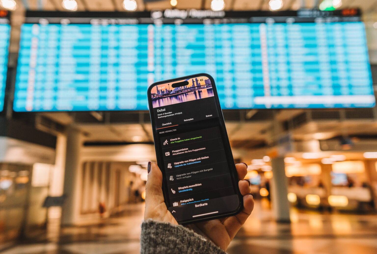 Bereits online eingecheckt mit der Emirates App.