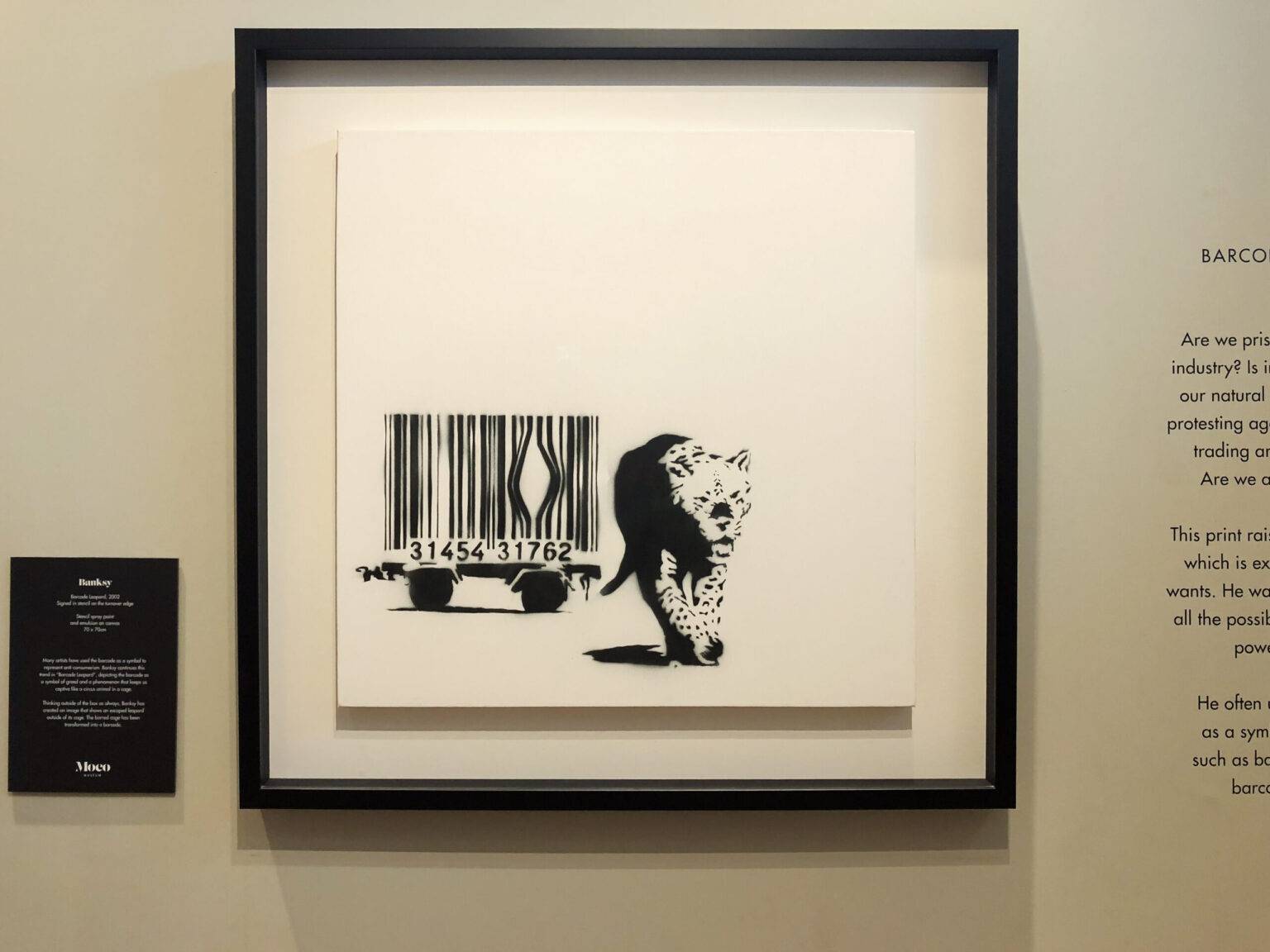 Kunstwerk von Banksy mir Barcode und Leopard.
