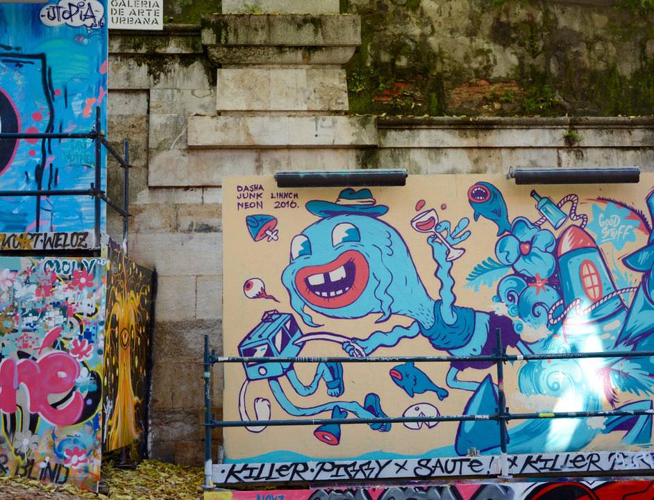 Legales Graffiti: Die Galeria de Arte Urbana an der Calçada da Glória.