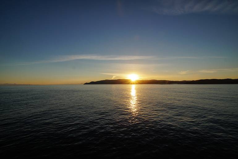 Kurz vor Wellington war es dann so weit: Wir konnten den Sonnenuntergang beobachten.