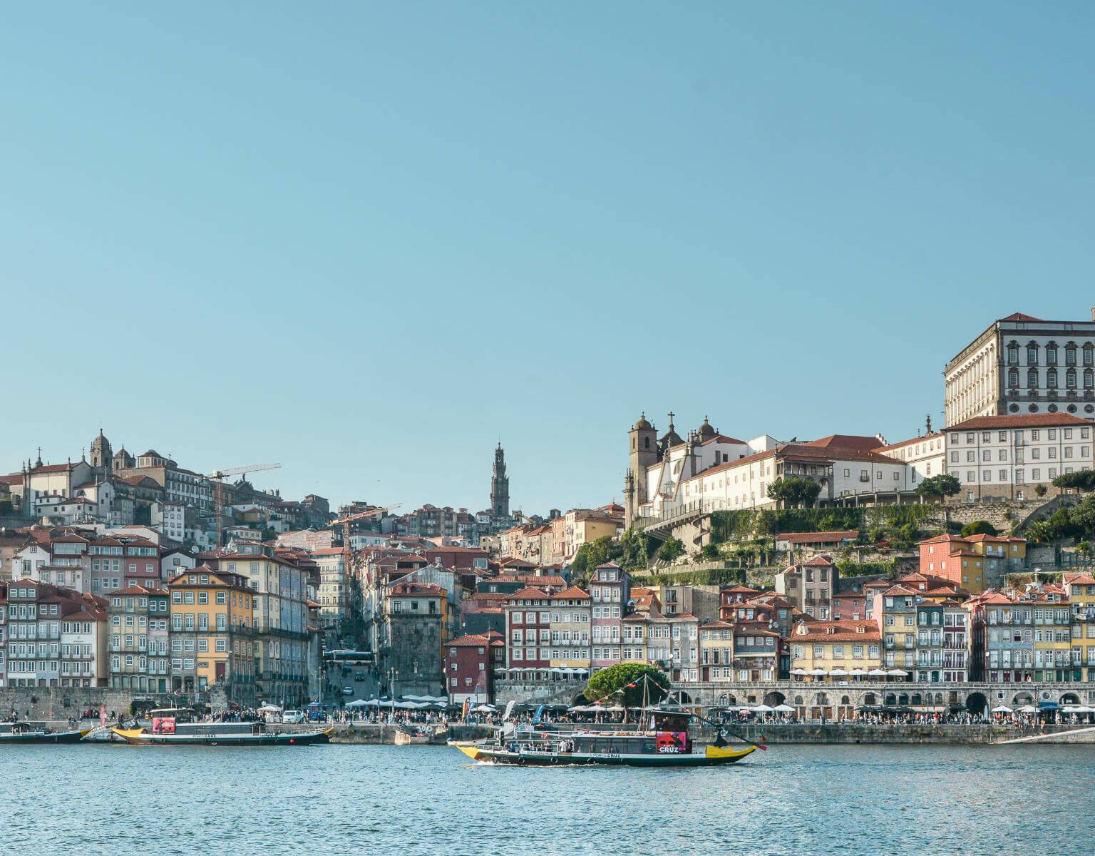 Der Blick über den Fluss auf die Stadtkulisse von Porto.