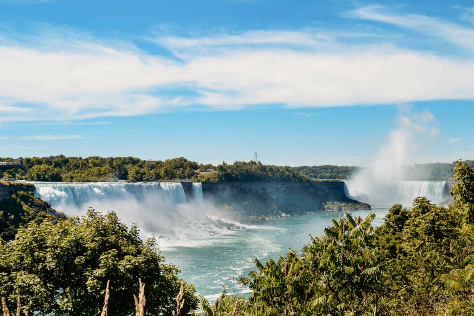 Die berühmten Niagarafälle liegen mitten in der Stadt Niagara Falls.
