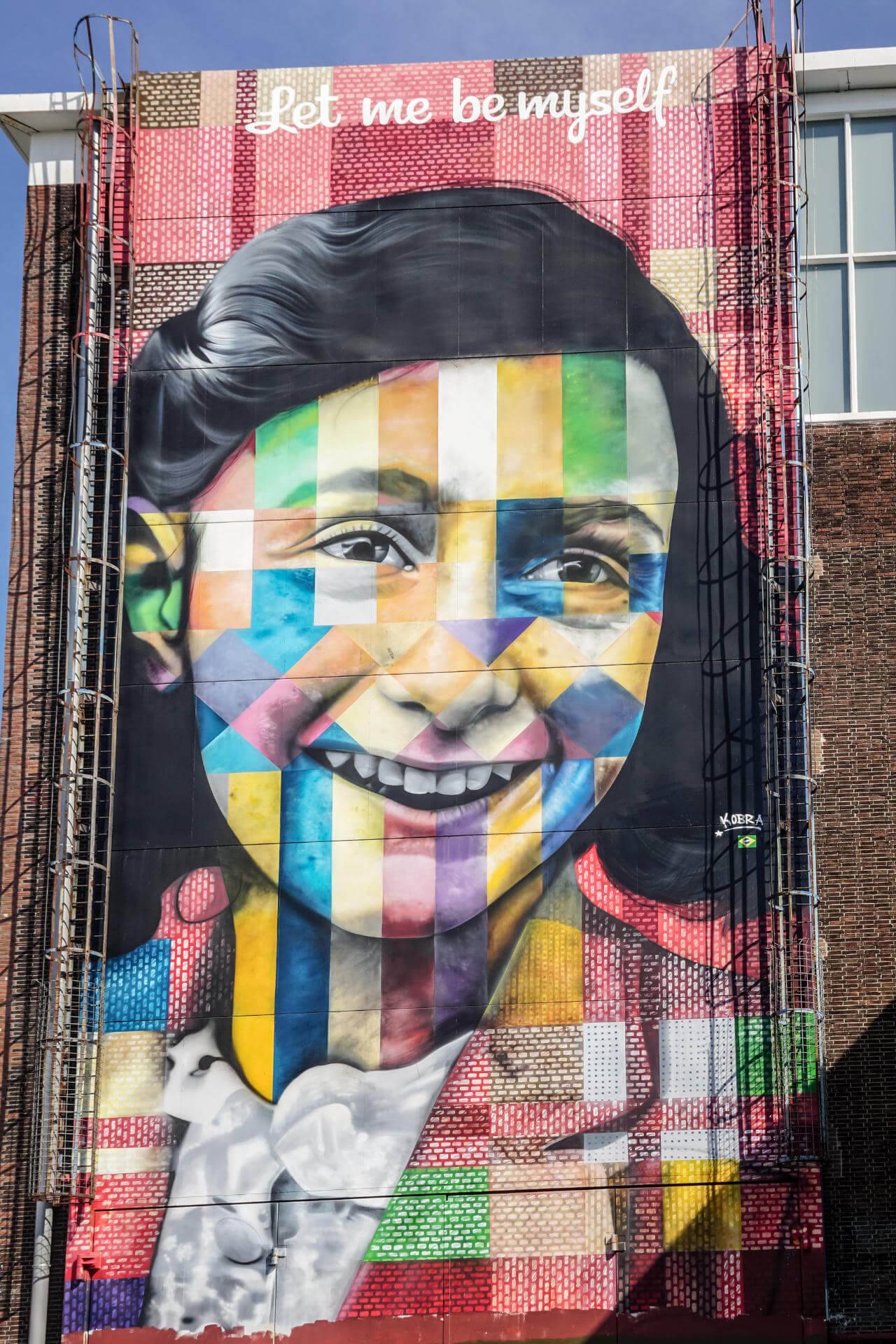 Der international bekannte Künstler Eduardo Kobra fertigte das 240 m2 großes Wandbild von Anne Frank. Es war ein lang gehegter Wunsch von ihm, ein Werk in Amsterdam zu realisieren. 