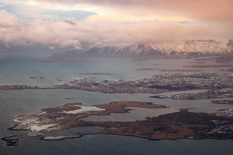 Iceland's landscape on approach