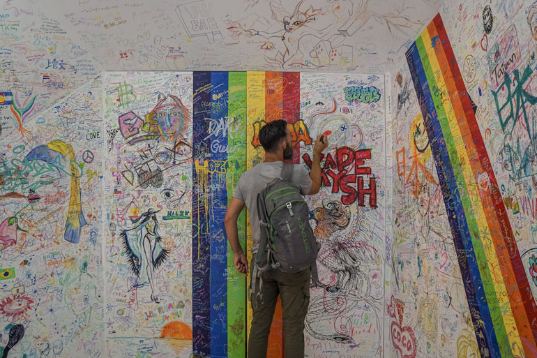 Vancouver: colorfully painted entrance of the Secret Location concept store, where everyone can immortalize themselves