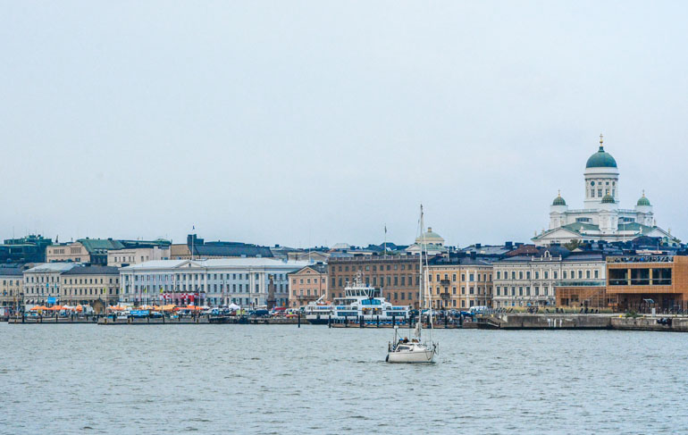 Helsinki skyline from the water.