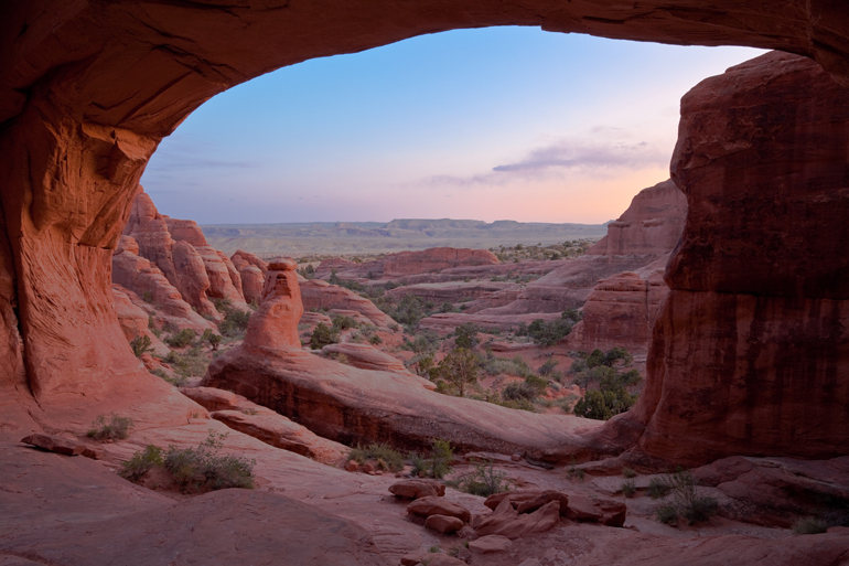 View of the valley from your cave.