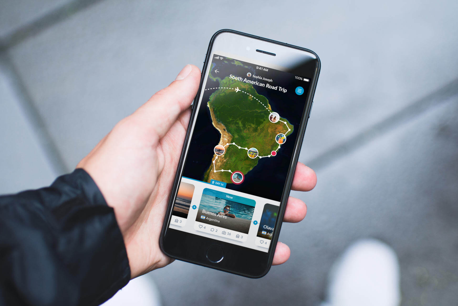 Die App Polarstep zeigt auf dem Smartphoneeine Übersicht aller besuchten Orte und die Lieblingsmomente an der Reiseroute an.